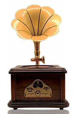 Nostaljik Mini Gramofon Tasarımlı Bluetooth Hoparlör & FM Radyo (Şarjlı - USB Destekli)