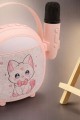 Çocuklara Özel Retro Tasarımlı Bluetooth Karaoke Mikrofon ve Ahşap Tripodlu – Pembe