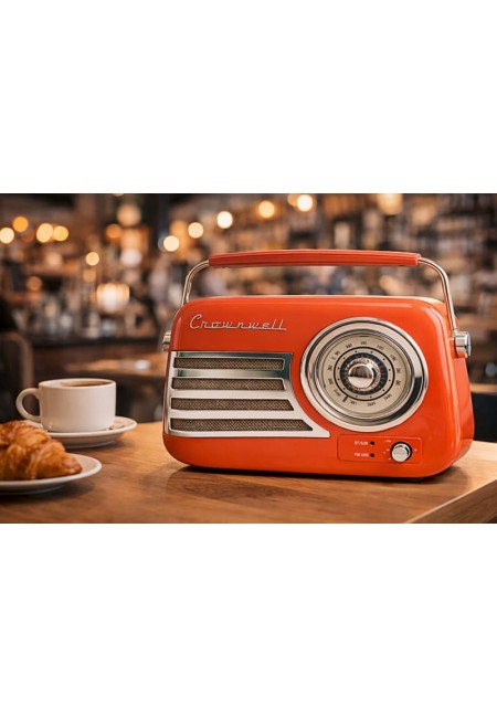 Retro Tasarımlı Bluetooth FM Radyo Turuncu