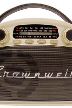 Crownwell Taşınabilir Bluetooth Retro Radyo Arizona Serisi Krem