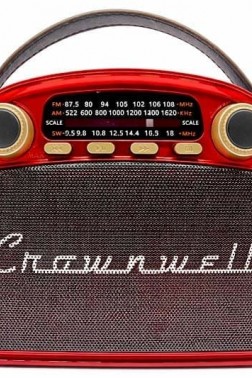 Crownwell Taşınabilir Bluetooth Retro Radyo Arizona Serisi (Metalik Kırmızı)